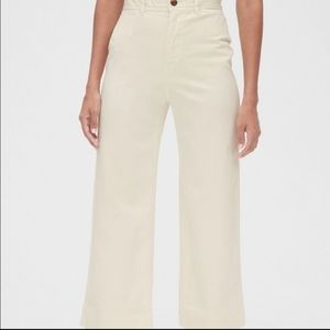 High Rise Wide Leg Crop Cream/Beige